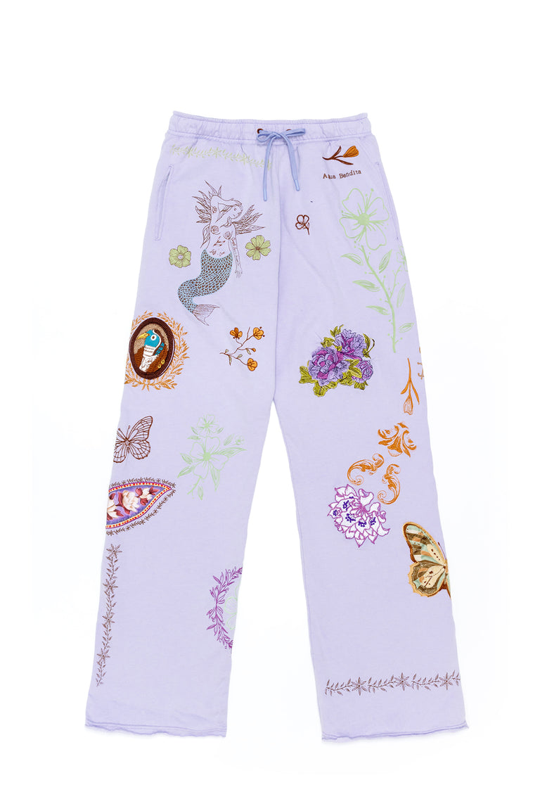 Winny Lilac Embroidered Pants - 1